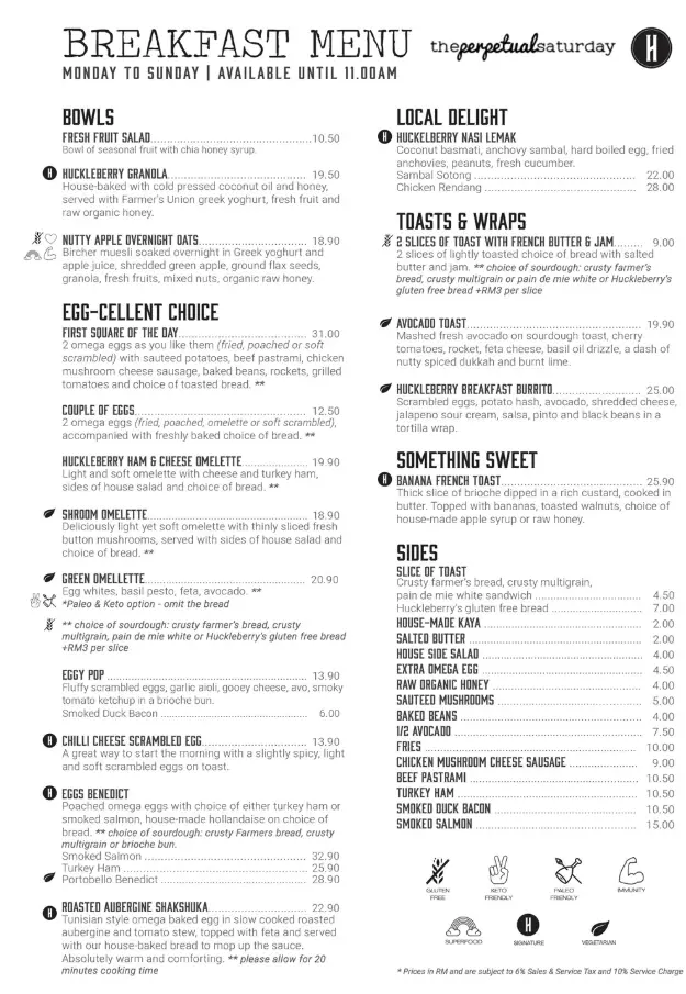 Huckleberry Menu Malaysia